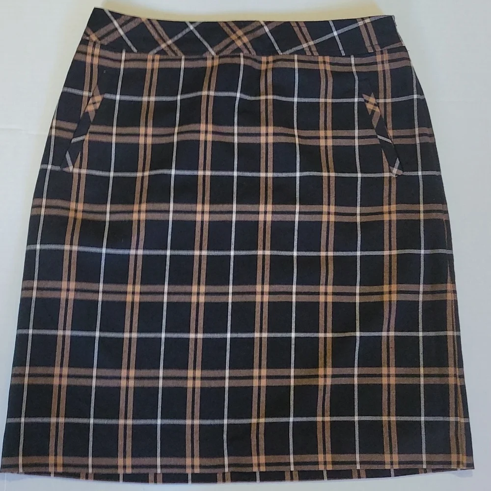 Laura Scott Plaid Skirt Black - Picture 1 of 6